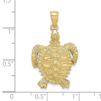 10K 2-D Sea Turtle with Spiny Shell Charm