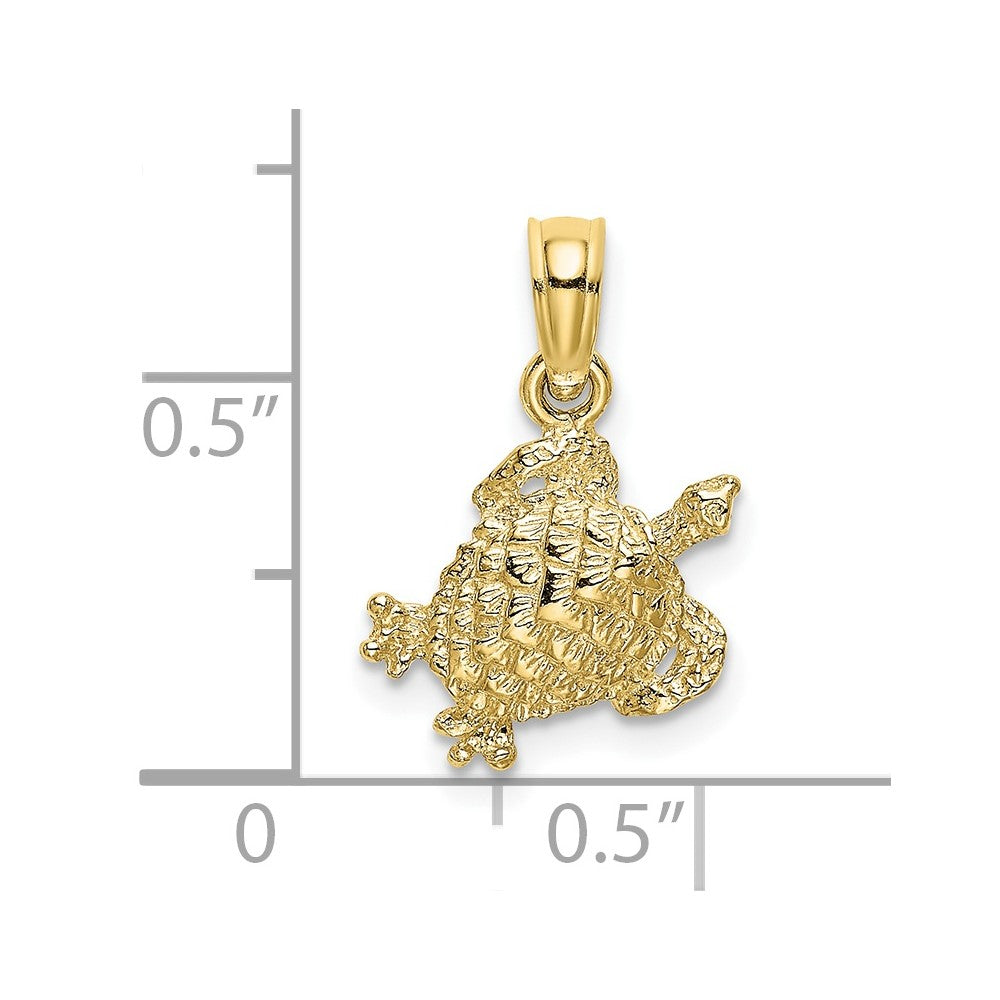 10K Textured Sea Turtle Charm