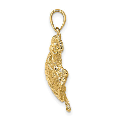 10K Large Textured Sea Turtle Charm