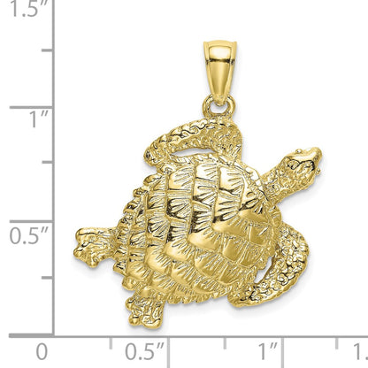 10K Large Textured Sea Turtle Charm