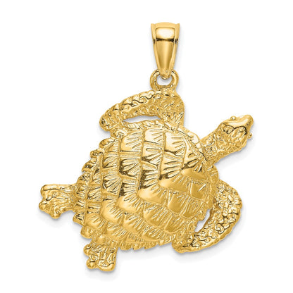 10K Large Textured Sea Turtle Charm