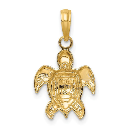 10K 2-D Textured Sea Turtle Charm