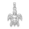 10K White Gold 2-D Textured Sea Turtle Charm