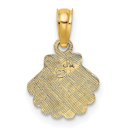 10K Polished and Engraved Shell Charm