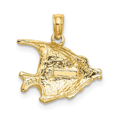 10K Polished Engraved Banner Fish Charm