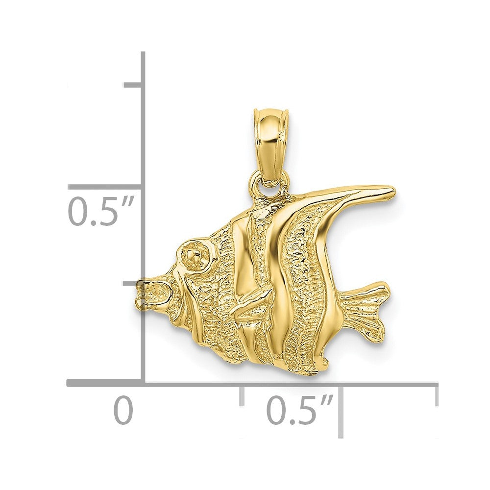 10K Polished Engraved Banner Fish Charm