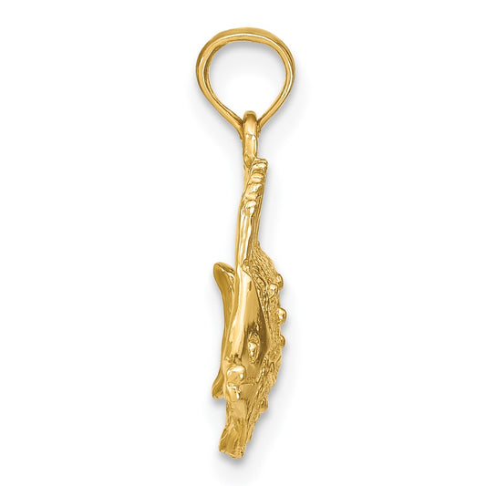 10K Polished Engraved Butterfly Fish Charm