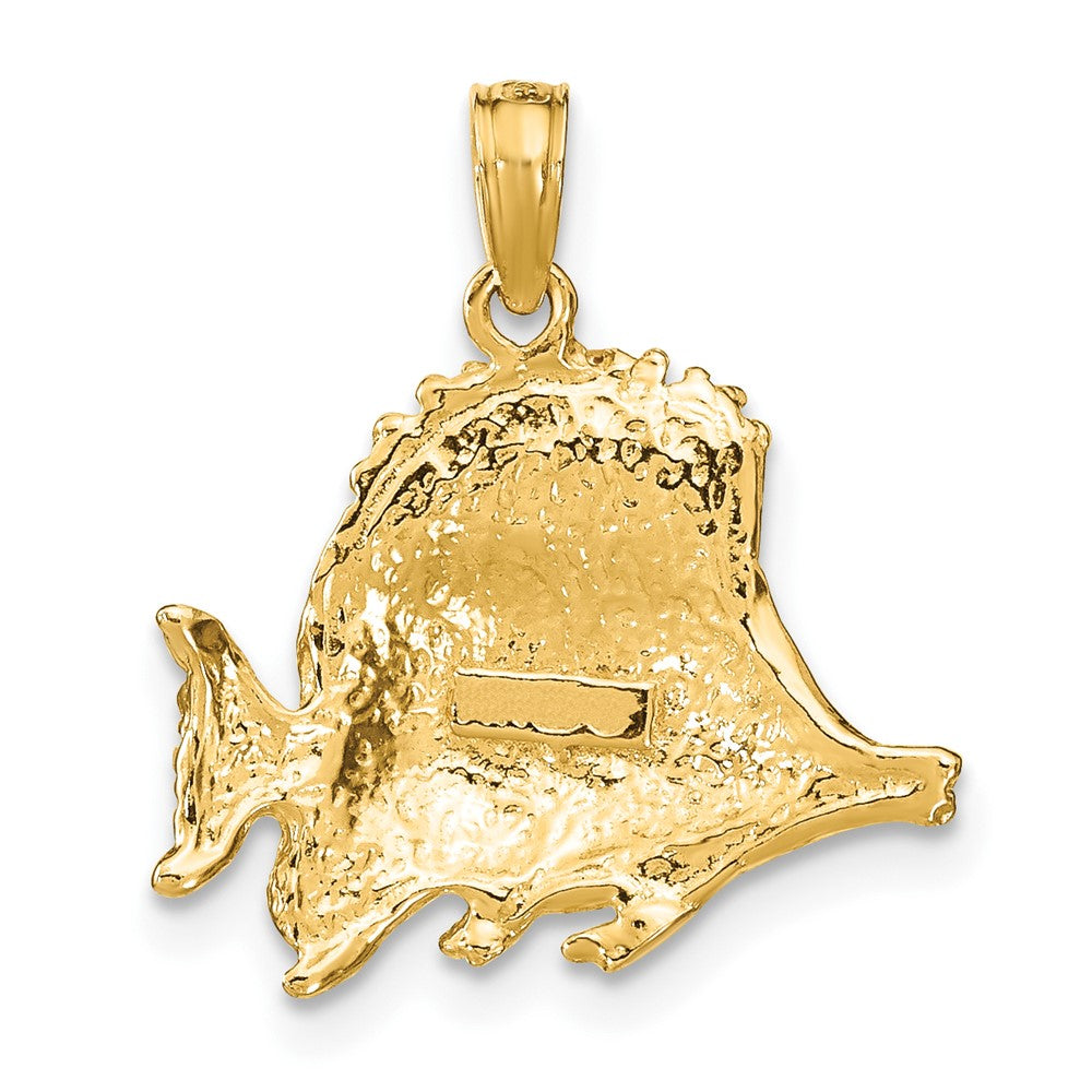 10K Polished Engraved Butterfly Fish Charm