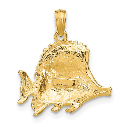 10K Polished Engraved Butterfly Fish Charm