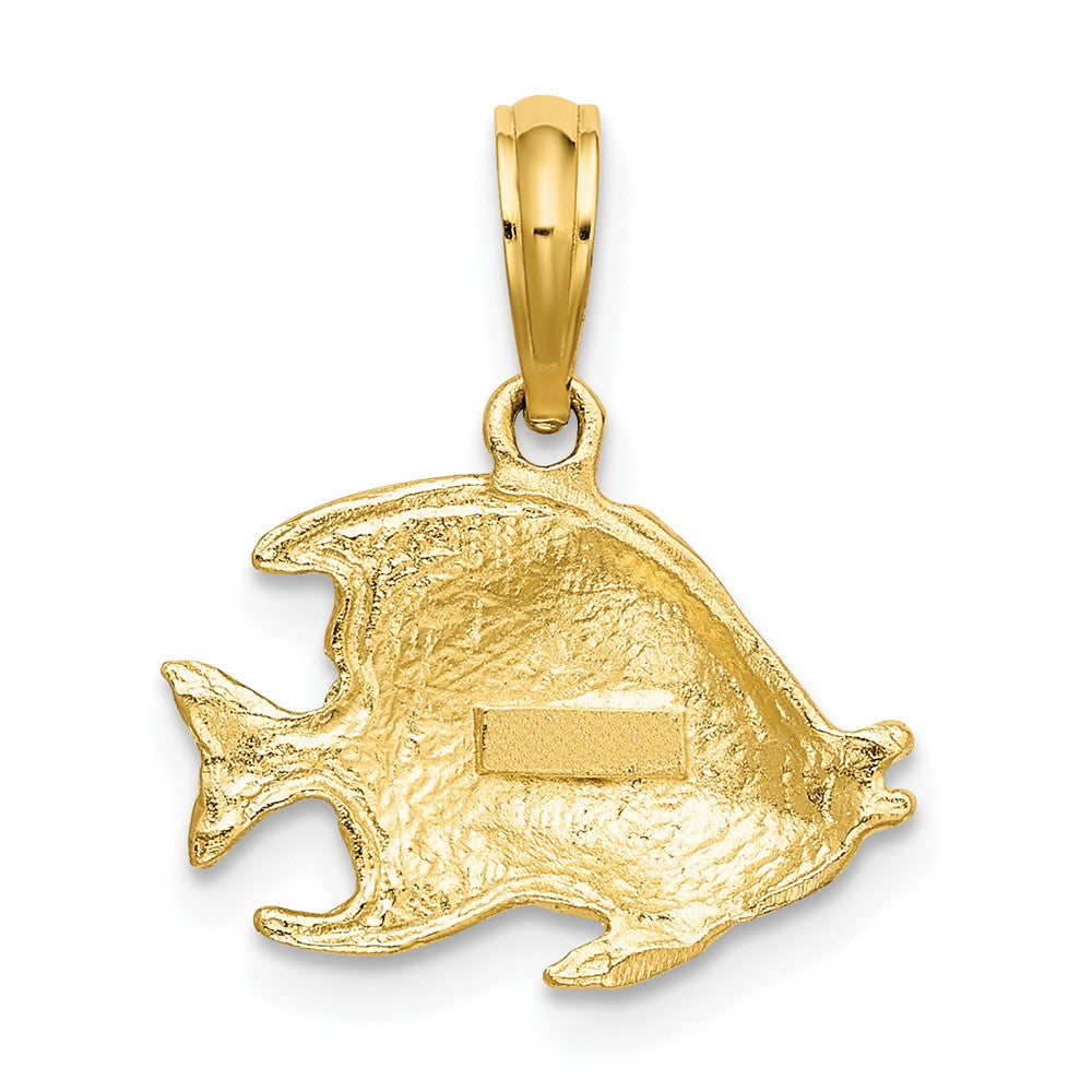 10K Polished Textured Banner Fish Charm