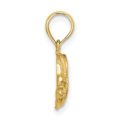 10K Polished Engraved Banner Fish Charm