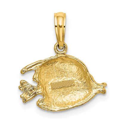 10K Polished Engraved Banner Fish Charm