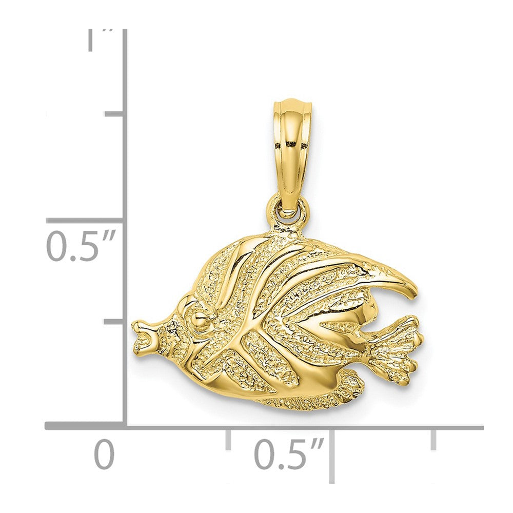 10K Polished Engraved Banner Fish Charm