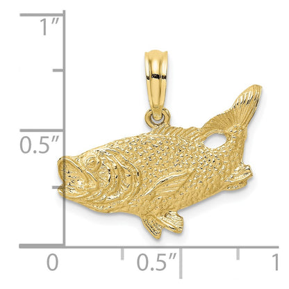 10K 2-D Bass Fish with Tail Up Charm