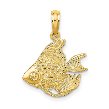 10K Textured Angel Fish Charm