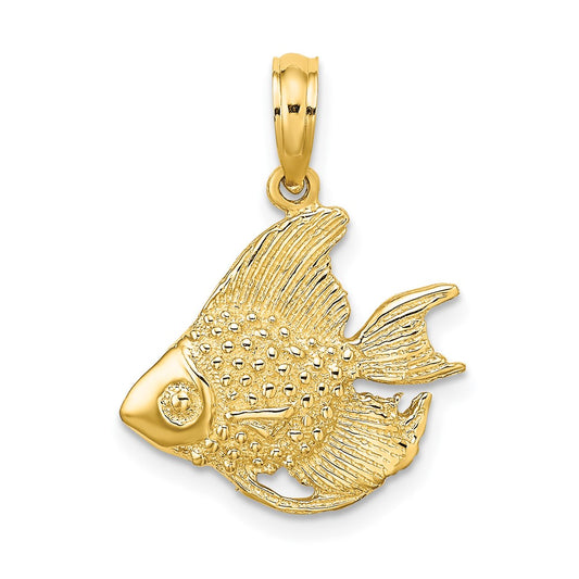 10K Textured Angel Fish Charm