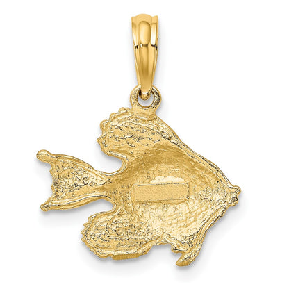 10K Polished Engraved Fish Charm