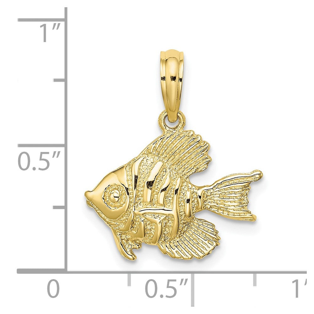 10K Polished Engraved Fish Charm