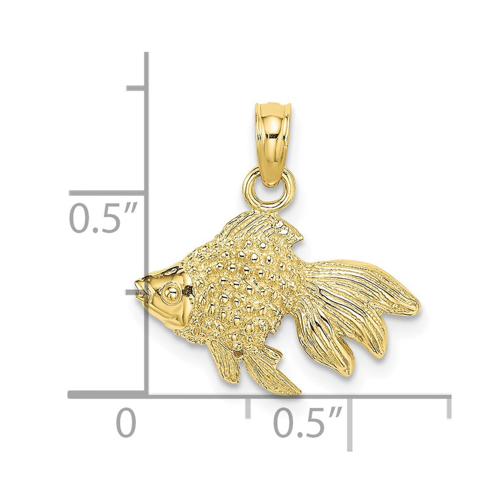10K 2-D  Textured Gold Fish Charm