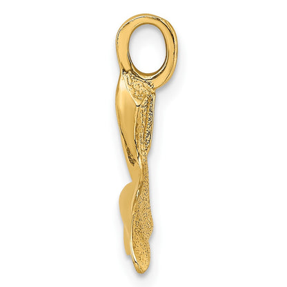 10K 3-D Polished Whale Tail Charm
