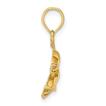 10K 2-D Polished Textured Two Dolphins Charm