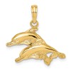 10K 2-D Polished Textured Two Dolphins Charm