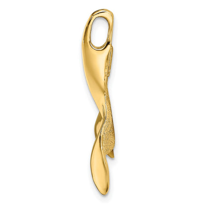 10K 3-D Polished and Textured Whale Tail Charm