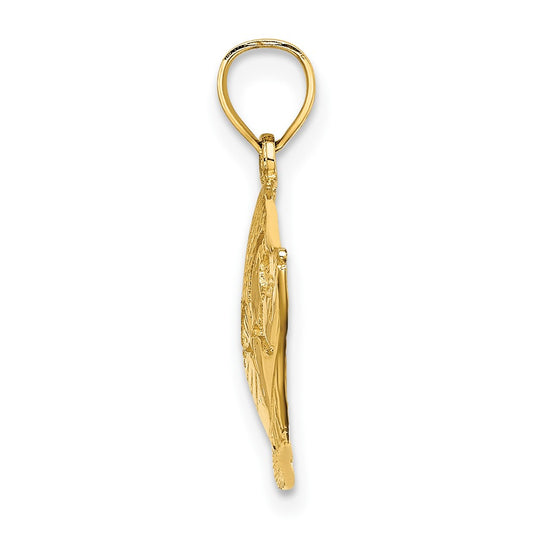 10K 2-D Polished Textured Banner Fish Charm