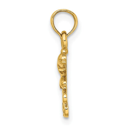 10K Textured Mini Double Dolphins and Waves Charm