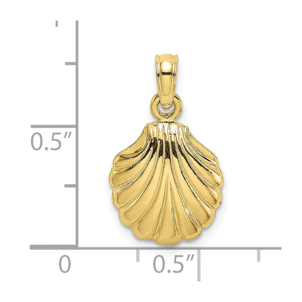 10K Polished Scallop Shell Charm