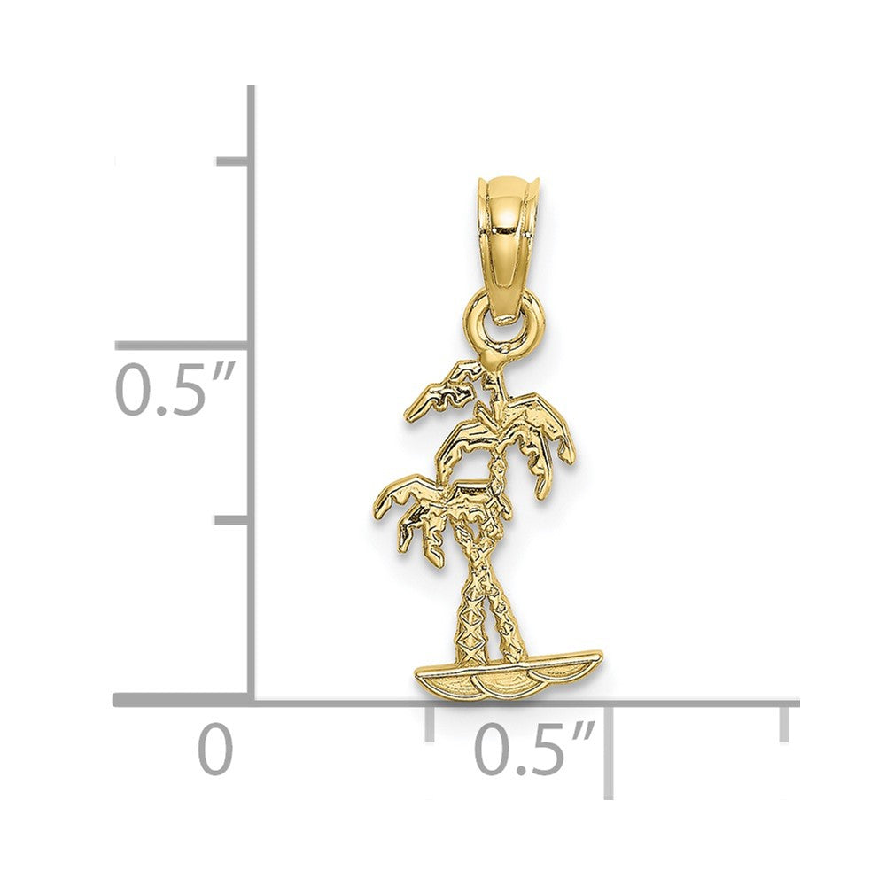 10K Textured Mini Double Palm Trees Charm