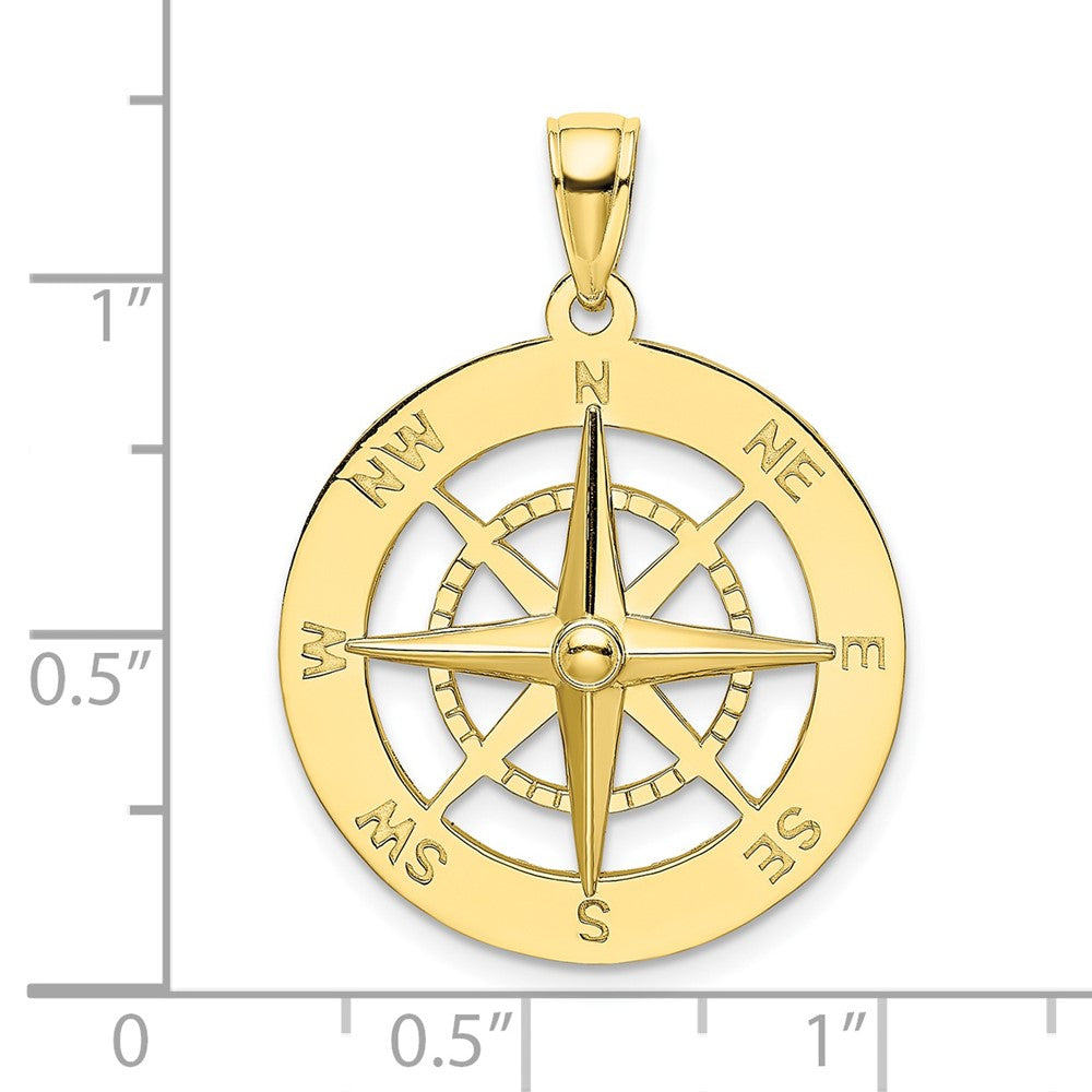 10K Large Nautical Compass Charm