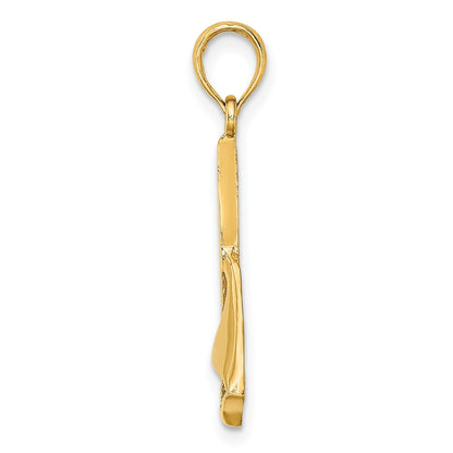 10K 2-D Polished Sailboat Charm