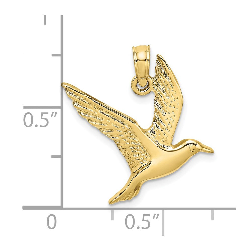 10K Polished and 2-D Seagull Flying Charm
