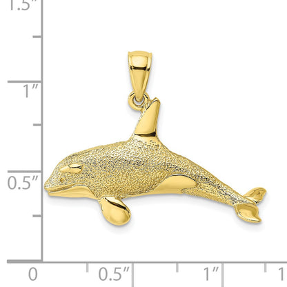 10K 2-D Textured Orca Whale Charm