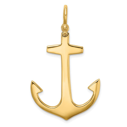 10K 3-D Polished Large Anchor with Shackle Bail Charm