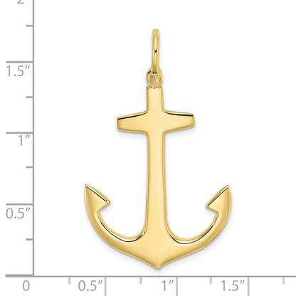 10K 3-D Polished Large Anchor with Shackle Bail Charm
