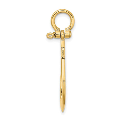 10K 3-D Polished Anchor with Shackle Bail Charm