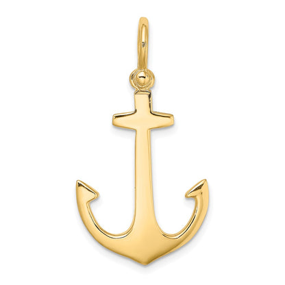 10K 3-D Polished Anchor with Shackle Bail Charm