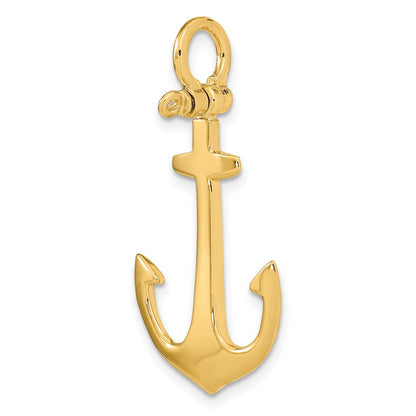 10K 3-D Polished Anchor with Shackle Bail Charm