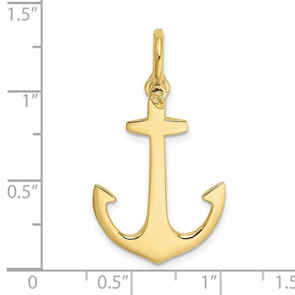 10K 3-D Polished Anchor with Shackle Bail Charm