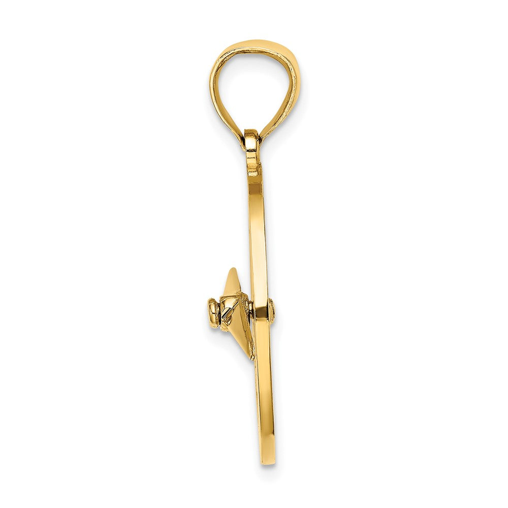 10K Nautical Compass with Moveable Needle Charm