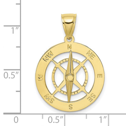 10K Nautical Compass with Moveable Needle Charm