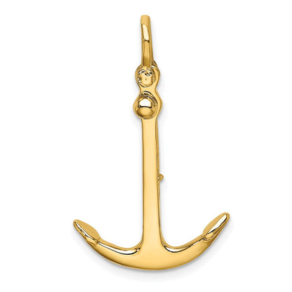 10K 3-D Polished Anchor 2-Piece Moveable Charm