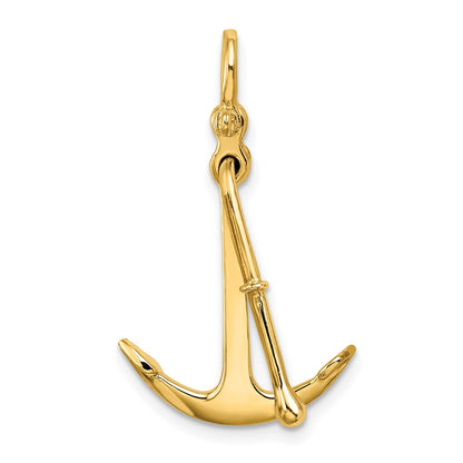 10K 3-D Polished Anchor 2-Piece Moveable Charm