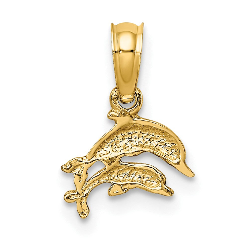 10K 2-D Mini Double Dolphins Swimming Charm