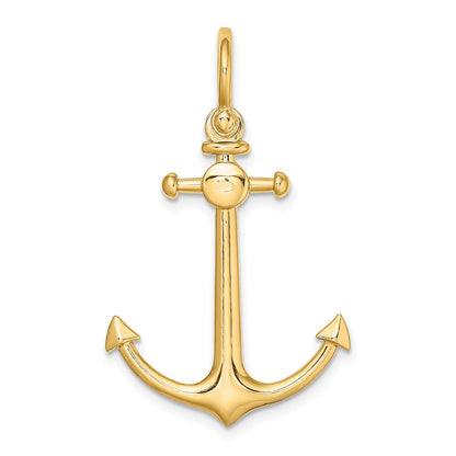 10K 3-D Small Anchor with Shackle Bail Charm