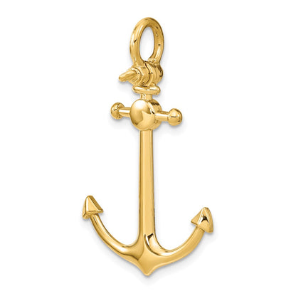 10K 3-D Small Anchor with Shackle Bail Charm