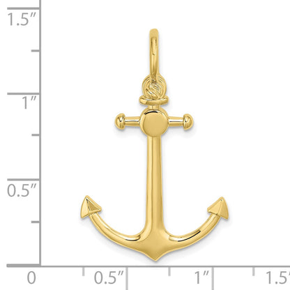 10K 3-D Small Anchor with Shackle Bail Charm