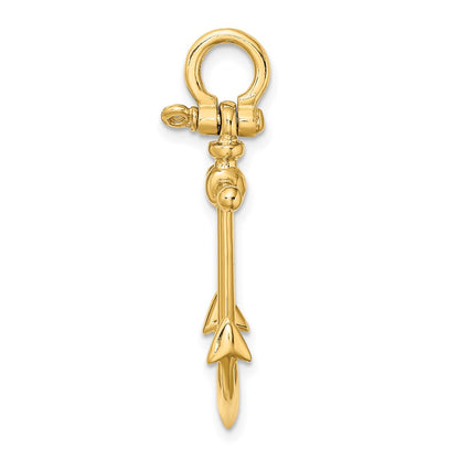 10K 3-D Anchor with Shackle Bail Charm